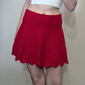 Candies Bright Red Scalloped Sweater Skirt - Womens Medium
